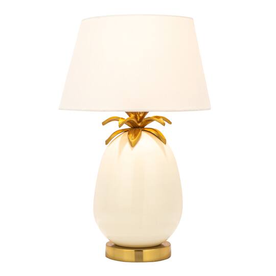 Hello Honey® 22" White & Gold Tropical Table Lamp with Pineapple Detail